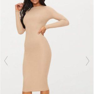 NWT PLT  STONE RIBBED LONG SLEEVE MIDI DRESS